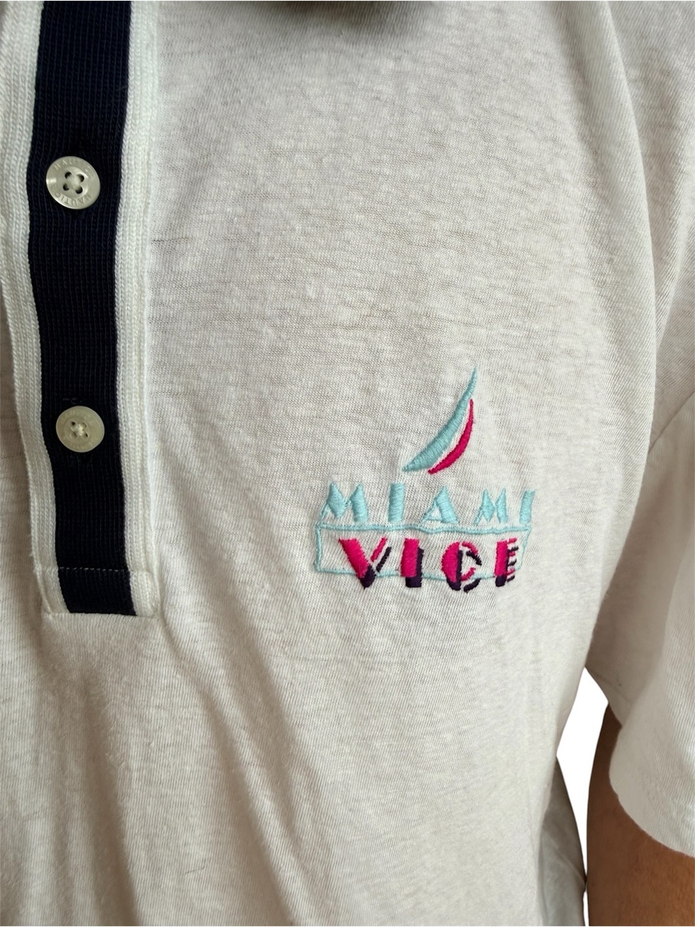 Vintage/Y2K Style Nautica Miami Vice Polo Shirt Size XL - Picture 4 of 5